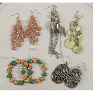 Boho Statement Earrings Lot 5 Pairs Chandelier Hoop Shell Dangle Mixed Styles
